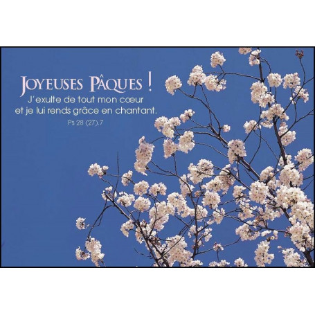 Carte Simple Joyeuses Paques Psaume 28 7