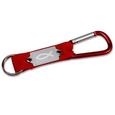 Porte-clés mousqueton Ichthus tissu rouge – 729701 - Uljo